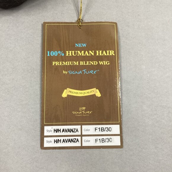 H/H Avanza Short Straight #F1B/30 Black Brown 100% Human Hair Blend Full Wig - Picture 8 of 9
